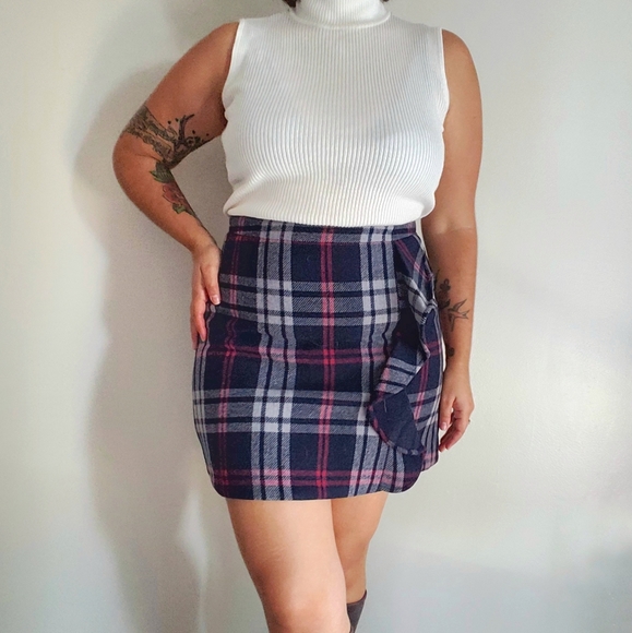 J. Crew Dresses & Skirts - J.Crew Mercantile plaid ruffle wool blend mini 6